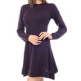 thumbnail image 1 of Yemak Women's Cable Knit Round Neck Long Sleeves Flare Dress Purple-S-BD, 1 of 2