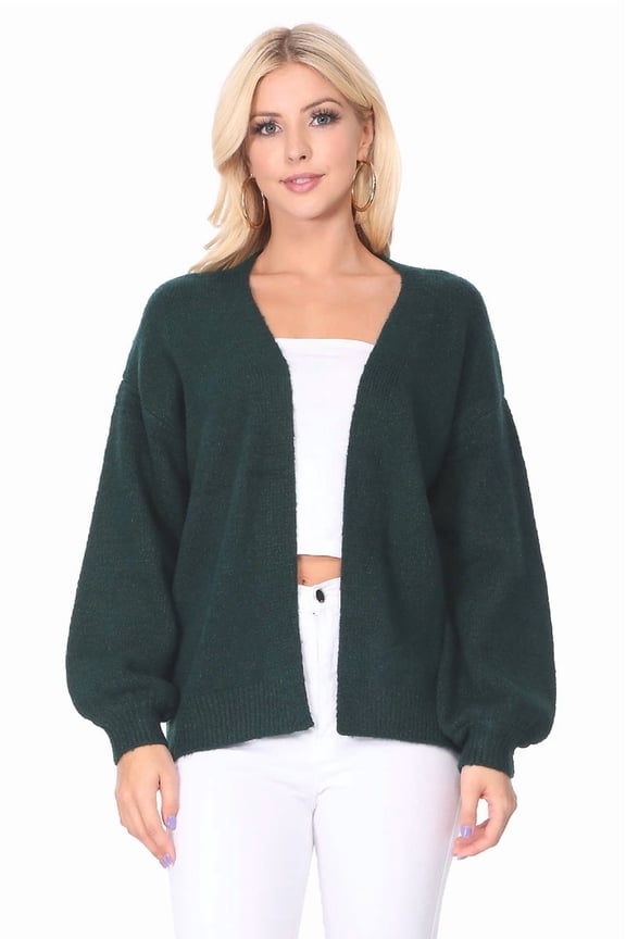 Women's Chunky Knit Long Bell Sleeve Open Sweater Cardigan MK8235-PCK-M-BD