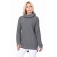 thumbnail image 1 of Yemak Women's Chunky Loose Oversized Turtleneck Knit Tunic Long Sweater Top MK3660-CHARCOAL-L, 1 of 4