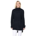 thumbnail image 1 of Yemak Women's Chunky Loose Oversized Turtleneck Knit Tunic Long Sweater Top MK3660-NAVY-S, 1 of 5