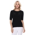 thumbnail image 1 of Yemak Women's Half Sleeve Round Neck Textured Stich Sweater Top Black-M-BD, 1 of 5