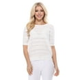 thumbnail image 1 of Yemak Women's Half Sleeve Round Neck Textured Stich Sweater Top Ivory-S-BD, 1 of 5