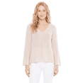 thumbnail image 1 of Yemak Women's Lightweight V Neck Long Sleeve Bell Sleeve Pullover Sweater Blush-L-BD, 1 of 4