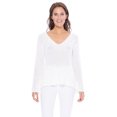 thumbnail image 1 of Yemak Women's Lightweight V Neck Long Sleeve Bell Sleeve Pullover Sweater Ivory-L-BD, 1 of 3