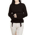 thumbnail image 1 of Yemak Women's Long Bell Sleeve with Bow Ties Waffle Knit Sweater Pullover MK8214-BLK-S-BD, 1 of 4