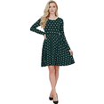 thumbnail image 1 of Yemak Women's Long Sleeve Baby Doll Polka Dot Patterned Sweater Dress Peacock-L-BD, 1 of 5