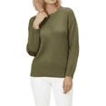 thumbnail image 1 of Yemak Women's Long Sleeve Honeycomb Stitch Sweater Top with Leather Patches MK3354-OLV-M-BD, 1 of 3