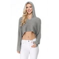 thumbnail image 1 of Yemak Women's Long Sleeve Knit Cropped Sweater Pullover with Hoodie KC009-GRAY-S/M, 1 of 9