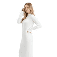 thumbnail image 1 of Yemak Women's Loose Fit Long Sleeve Textured Midi Sweater Dress Ivory-M-BD, 1 of 3