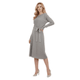 thumbnail image 1 of Yemak Women's Loose Fit Rip Neck Flared Sweater Knitted Dress Heather Grey-L-BD, 1 of 4
