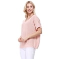 thumbnail image 1 of Yemak Women's Open Back with Lace Half Sleeve Loose Fit Knit Pullover MK3626-BLS-S-BD, 1 of 5