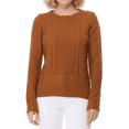 thumbnail image 1 of Yemak Women's Round Neck Long Sleeve Cable Knitted Sweater Pullover MK3312-CAM-L-BD, 1 of 5