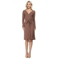 thumbnail image 1 of Yemak Women's V-Neck Long Sleeve Belted Wrap Sweater Dress Mocha-M-BD, 1 of 3