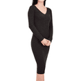 thumbnail image 1 of Yemak Women's V-Neck Sheer Ribbed Knit Long Sleeve Sweater Dress Charcoal-L-BD, 1 of 5
