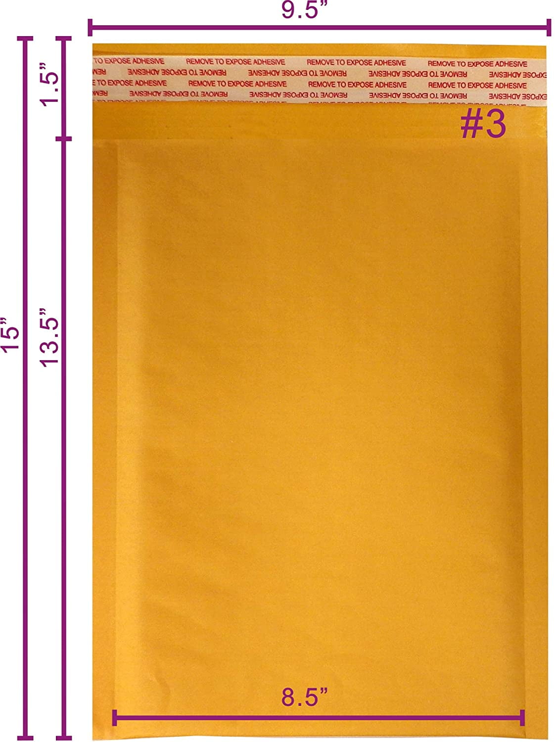 Yen's 100pcs #3 Kraft Bubble Envelopes Mailers 8.5 X 14.5 (Inner 8.5x13)