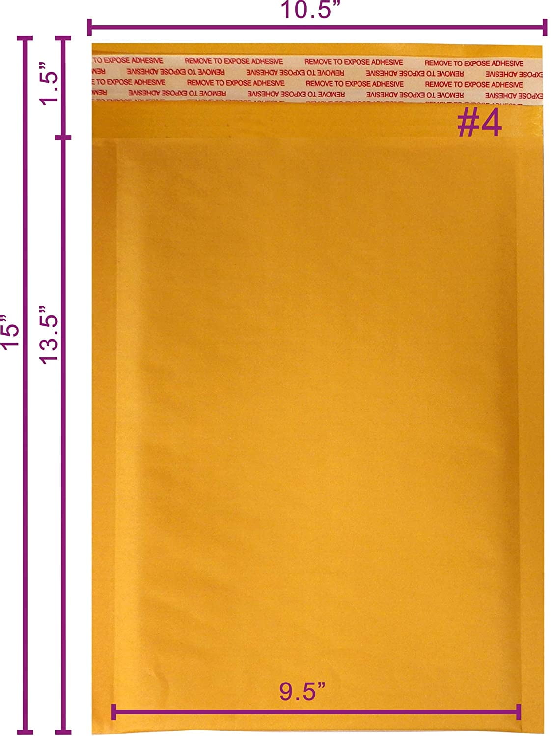 Yen's 100pcs #4 Kraft Bubble Envelopes Mailers 9.5 X 14.5 (Inner 9.5x13)