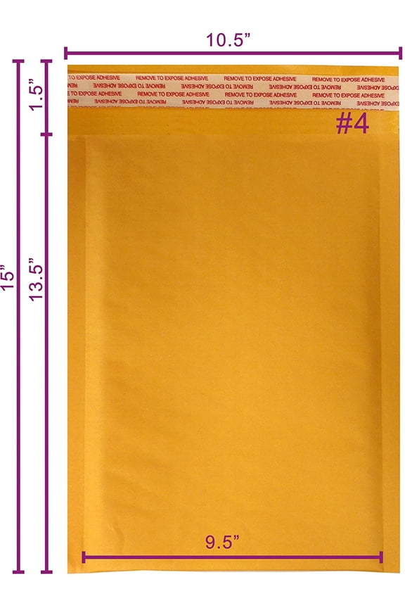 Yen's 100pcs #4 Kraft Bubble Envelopes Mailers 9.5 X 14.5 (Inner 9.5x13)