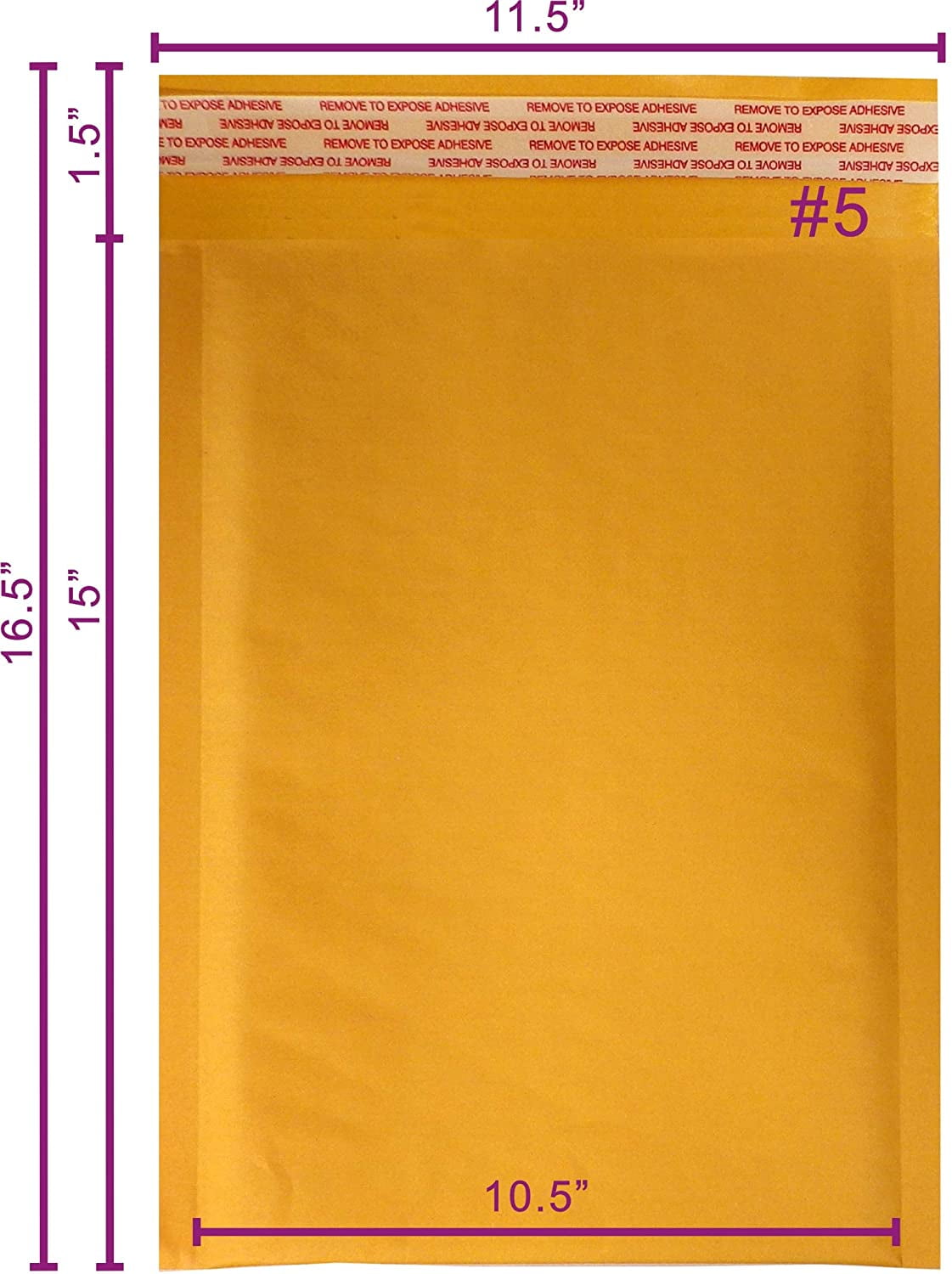 Yen's 100pcs #5 Kraft Bubble Envelopes Mailers 10.5 X 16 (Inner 10.5x15)