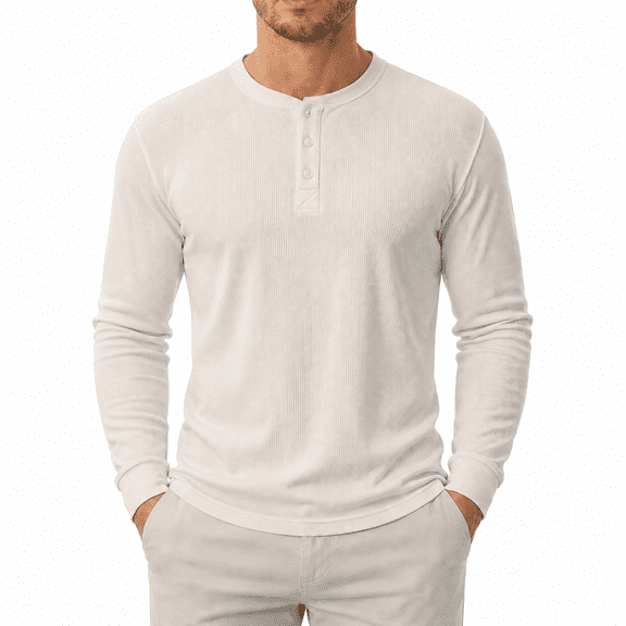 YeneSen Men's Long Sleeve Henley Shirt, 3-Button Stretch Casual T-Shirt, Lightweight Soft Pullover Top for Everyday Wear, Work, Travel and Layering