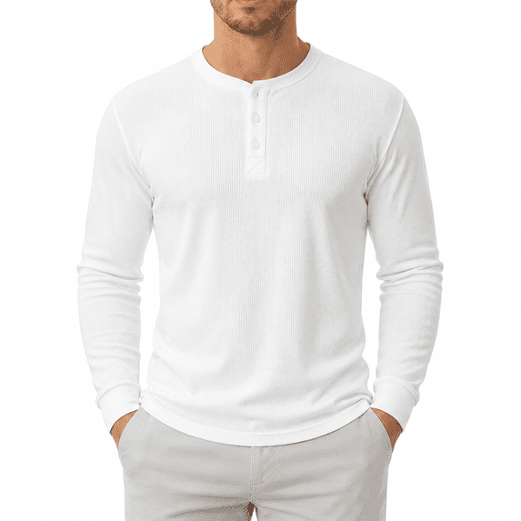 YeneSen Men's Long Sleeve Henley Shirt, 3-Button Stretch Casual T-Shirt, Lightweight Soft Pullover Top for Everyday Wear, Work, Travel and Layering