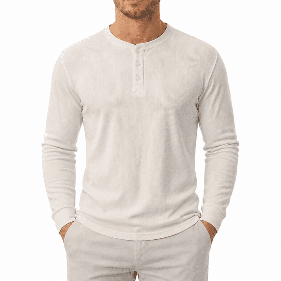 YeneSen Men's Long Sleeve Henley Shirt, 3-Button Stretch Casual T-Shirt, Lightweight Soft Pullover Top for Everyday Wear, Work, Travel and Layering