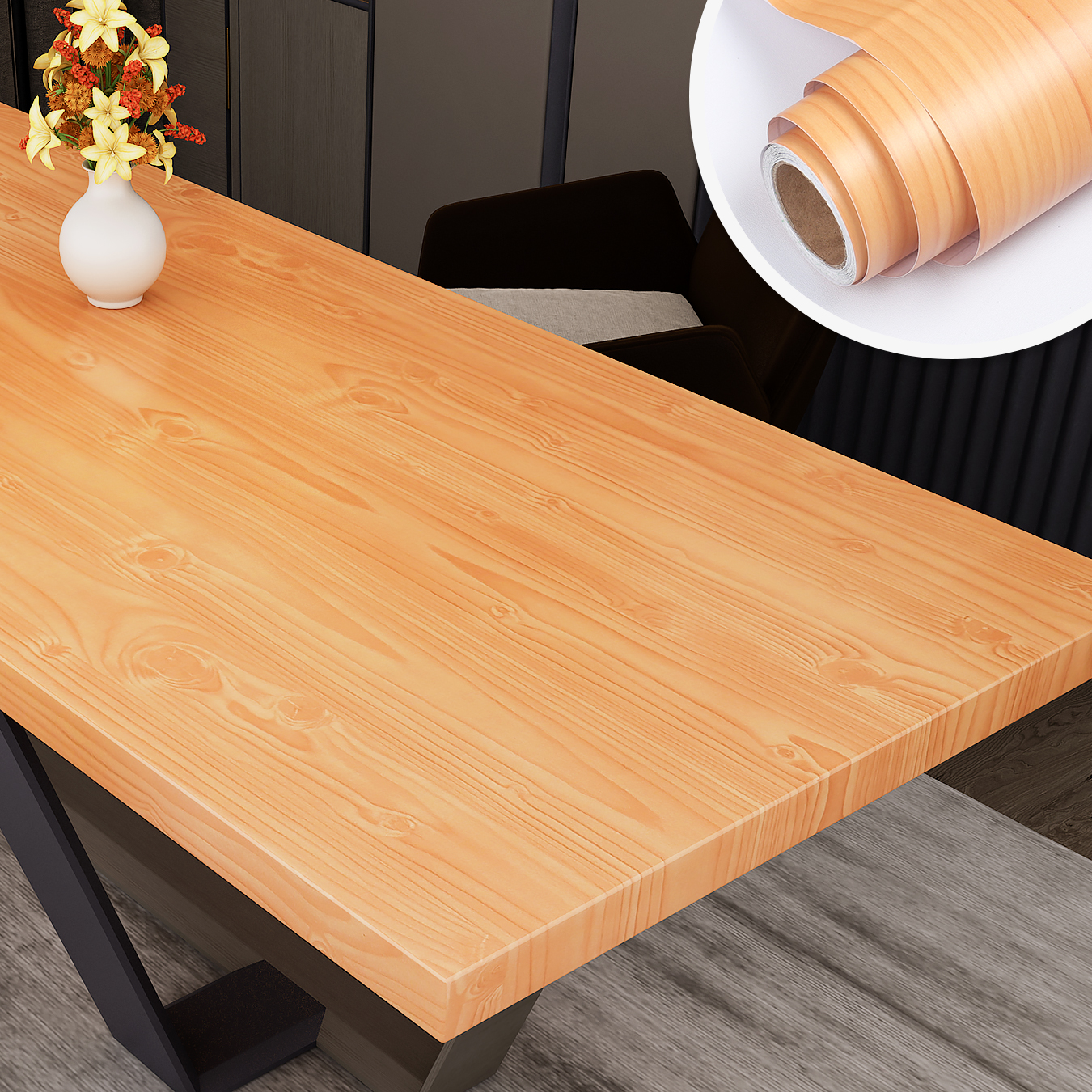 Yenhome Light Brown Wood Wallpaper Peel and Stick Wood Wallpaper 17.7