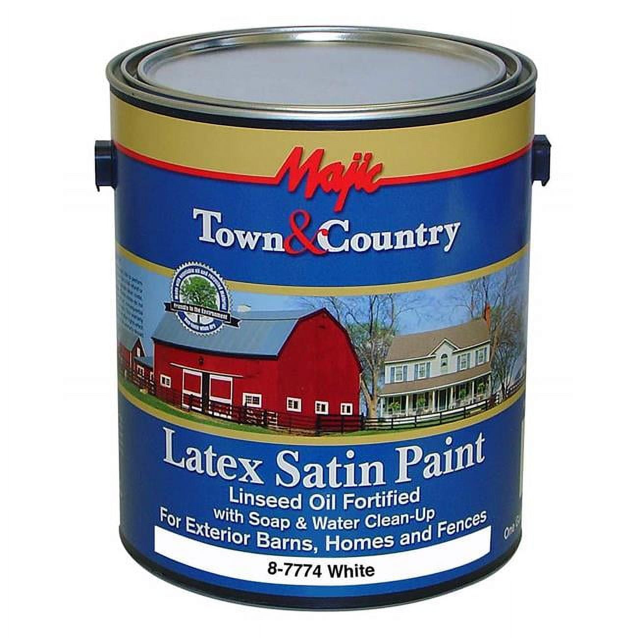 Majic Town & Country 8-7774 Latex Paint, 1 gal Pail, 300 sq-ft/gal, White