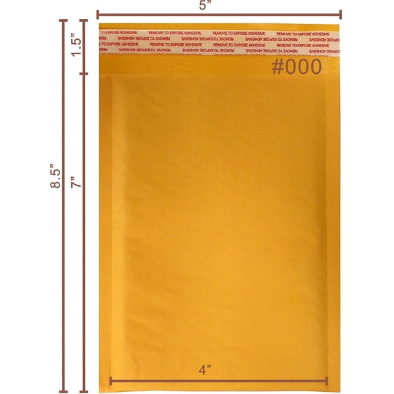 Yens Kraft Bubble Mailers, #000 (4 in. x 7 in.) Shipping Mailer 100-Count