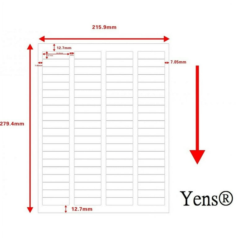 Yens® Label 80up Labels 100 sheets for Laser/InkJet 1 3/4 x 1/2 Inch (Same  size as Avery 5167) 