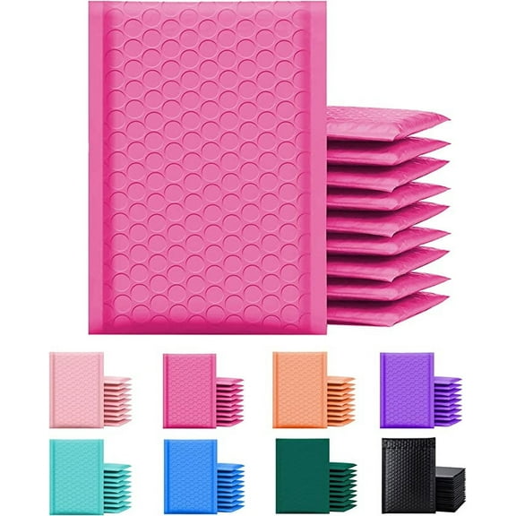 Yens Poly Bubble Mailer, Cushioning Padded Envelopes for Shipping, Mailing, Packaging,PM#000-500pcs (4X7 in)-Hot Pink