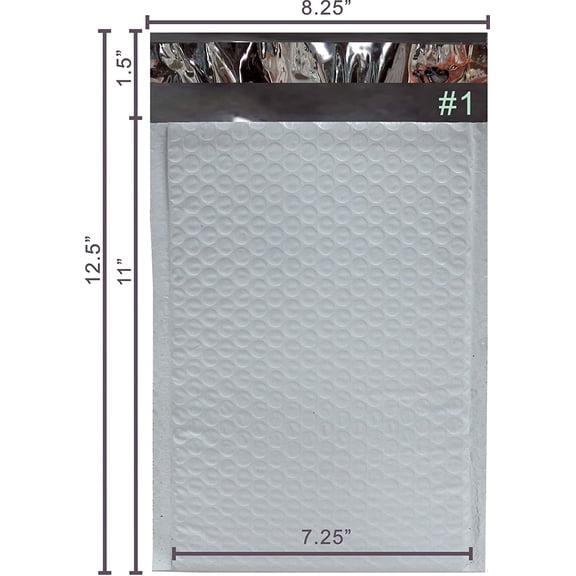 Yens Poly Bubble Mailers, #1 (7.25 in. x 11 in.) Shipping Mailer 5-Count