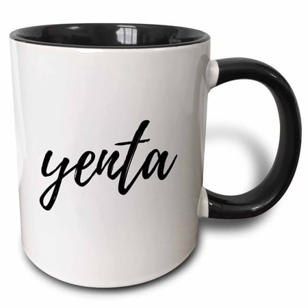 3drose, Yenta. Fun, Black Cursive Lettering on a White Background., 15oz Two-tone Black Mug
