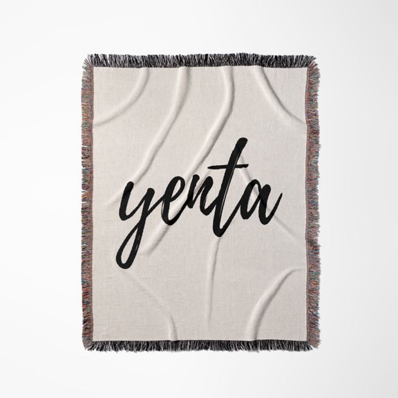 Yenta. Fun, Black Cursive Lettering On A White Background., Woven Blanket
