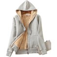 thumbnail image 1 of Yeokou Women's Casual Full Zip Up Sherpa Lined Hoodie Sweatshirt Jacket Coat, 1 of 5