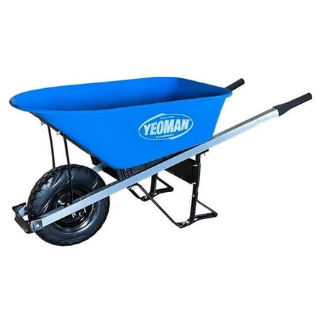 Yeoman 34226 6 cu. ft. Steel Handle Poly Tray Wheelbarrow, Blue