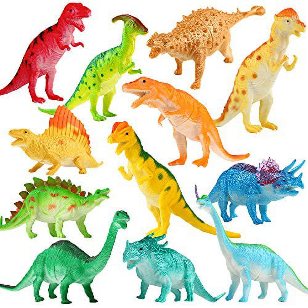 Yeonha Toys Dinosaur Figure, 7 Inch Jumbo Dinosaur Toy Playset(12 Pack), Safe Material Assorted Realistic Dinosaur, Vinyl Plastic Dino Dinosaur Set Party Favors Toys for Kids Boys Toddler Educati