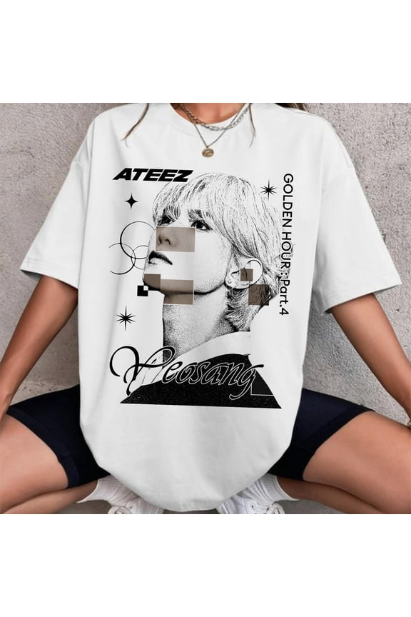 Yeosang Ateez Golden Hour Part 4 Graphic T-Shirt, Vintage Music Theme Casual Tee