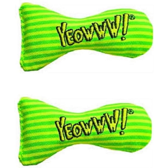 Yeowww! DuckyWorld 100% Organic Catnip Leaf Flower Yellow and Green Stripes Sardines Cat Toy Cats Toys (2 Pack)