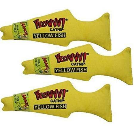 Yeowww! Yellow Fish Cat Toys 3-Pack