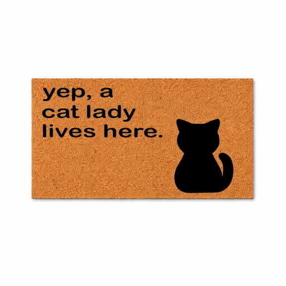 Yep, A Cat Lady Lives Here Doormat, Funny Cat Quote Welcome Mat, Outdoor Front Porch Entry Rug, New Home Gift 4291 (16x24 inches) 4291