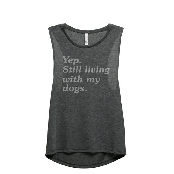 Yep Still Living With My Dogs Women's Fashion Sleeveless Muscle Workout Yoga Tank Top Charcoal Grey 2X-Large