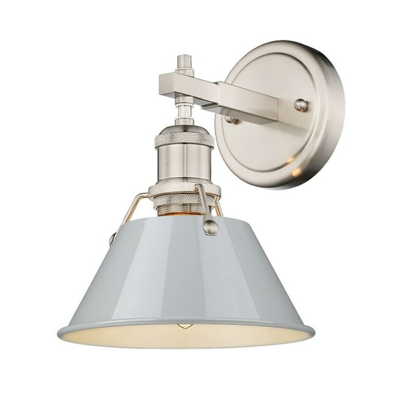 Open Box Yep by Golden Lighting Orwell 1-light Vanity in Pewter and Dusky Blue shade