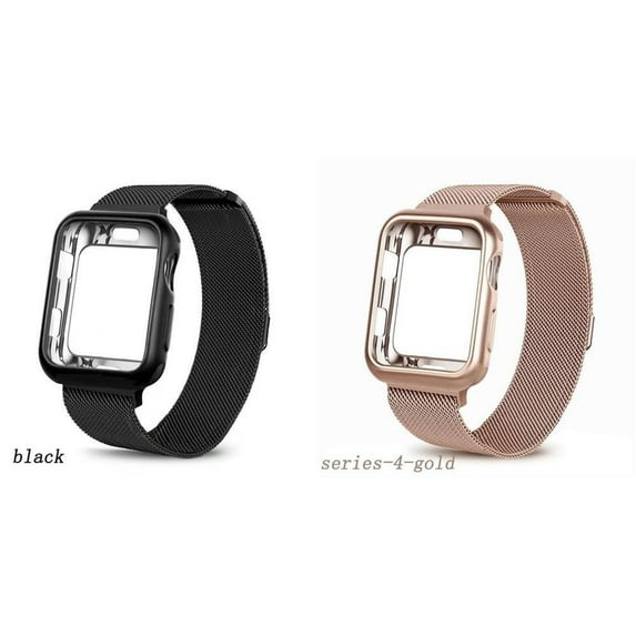 Yepband 1/2Pack Magnetic Metal Band and Cover Compatible with Apple Watch Bands 38mm 42mm 40mm 44mm Soft TPU Bumper Case with Stainless Steel Mesh Strap Milanese Loop for iWatch Series SE 6 5 4 3 2 1