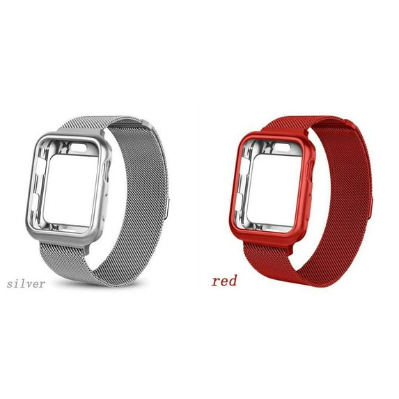 Yepband 1/2Pack Magnetic Metal Band and Cover Compatible with Apple Watch Bands 38mm 42mm 40mm 44mm Soft TPU Bumper Case with Stainless Steel Mesh Strap Milanese Loop for iWatch Series SE 6 5 4 3 2 1