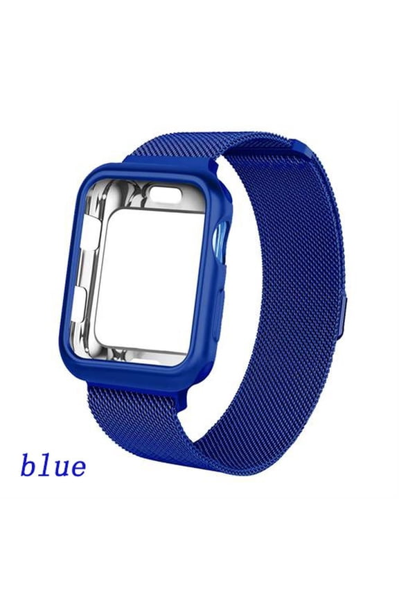 1/2Pack Magnetic Metal Band and Cover Compatible with Apple Watch Bands 38mm 42mm 40mm 44mm Soft TPU Bumper Case with Stainless Steel Mesh Strap Milanese Loop for iWatch Series SE 6 5 4 3 2 1