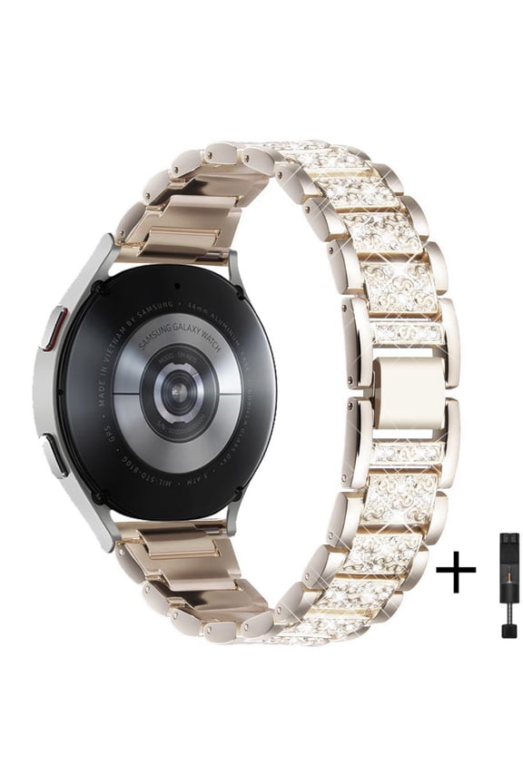 20mm 22mm Bling Stainless Steel Bands for Galaxy Watch 5 4 40mm 44mm /Watch 5 Pro 45mm/Galaxy Watch 4 Classic 42mm 46mm/Samsung Galaxy Watch Active 2 3/Galaxy Watch 3 45mm 46mm Gear S3 S4 46mm