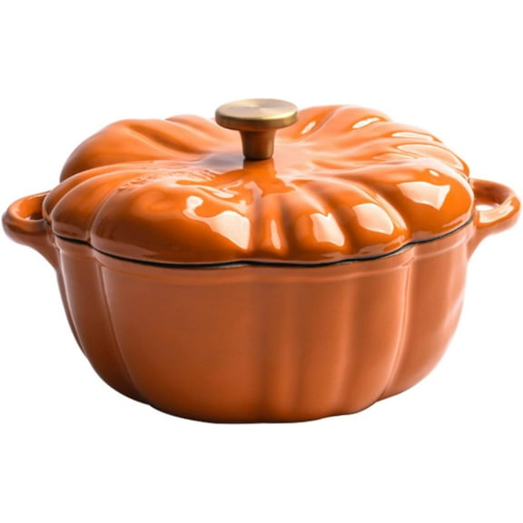 Yepolerce Halloween Pumpkin Dutch Oven Pot with Lid, Pumpkin Cast Iron Pot, 6.3In 1.6Qt, Pumpkin Pots For Cooking, for Stews, Halloween Thanksgiving Fall Decor Gift