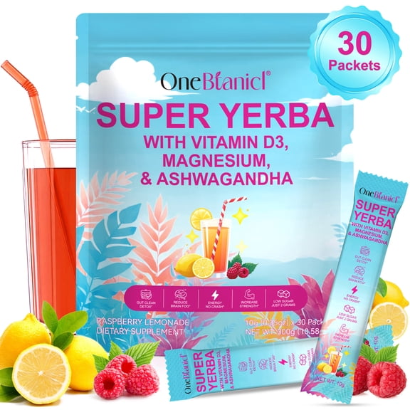 Yerba Magic, Instant Yerba Mate Powder, Gut Health, Raspberry Lemonade, 30 Servings