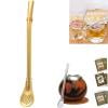 Yerba Mate Bombilla Gourd Drinking Filter Straws 304 Food-Grade Stainless Steel 6.1 inch Long Spoon Bombillas Straws for Mate Tea (Gold)