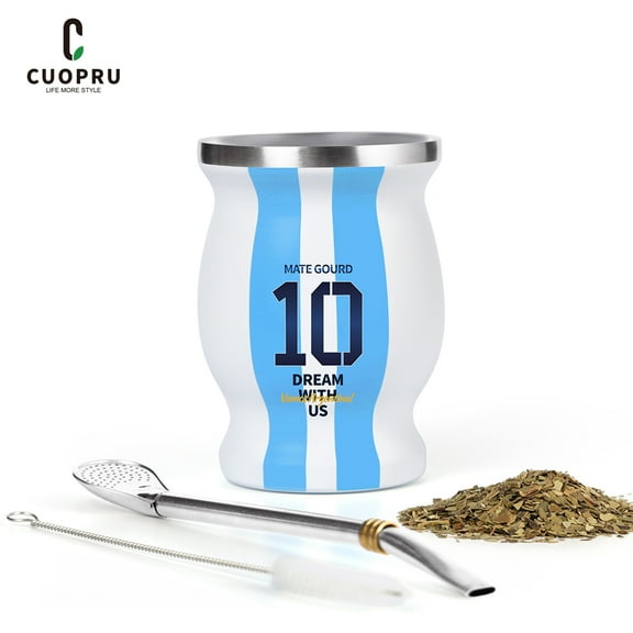 Yerba Mate Cup Argentina Number 10 with Bombilla Tea Gourd Set